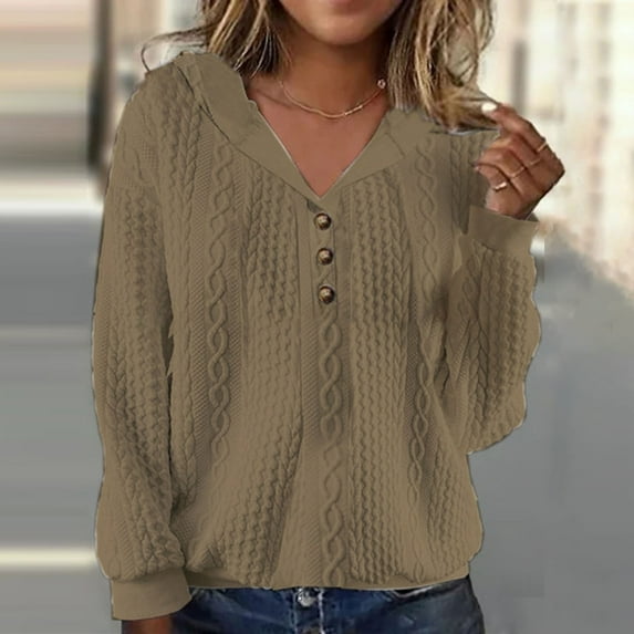 AOOCHASLIY Valentine's Day Women Coat Fashion Women's Winter Casual Long Sleeve Button Solid Hooded Coat