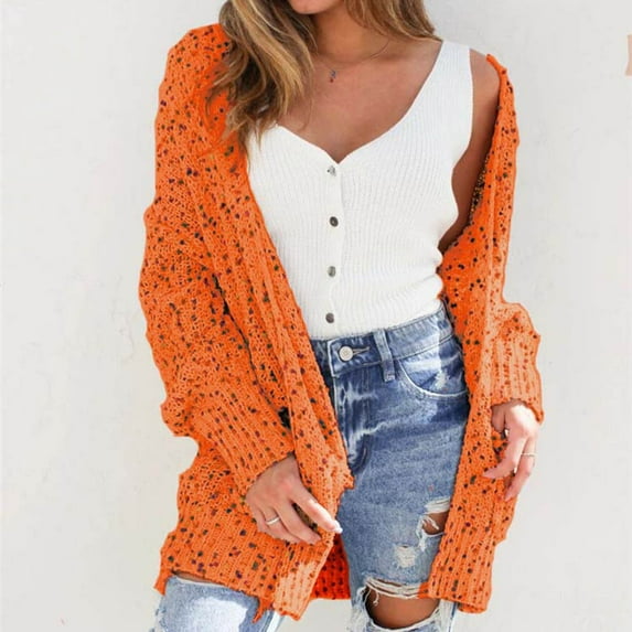 AOOCHASLIY Valentine's Day Women Coat Women's Winter Casual Color Cardigan Long Sleeve Pocket Knitted Sweater Top