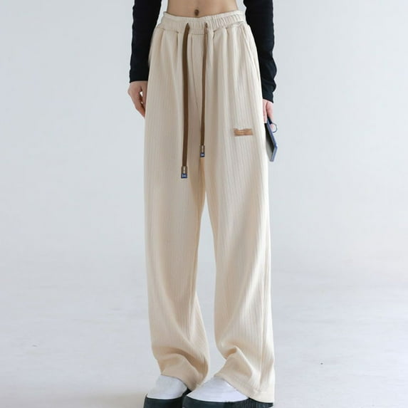 AOOCHASLIY Valentine's Day Women Pants Fashion Women Comfortable Casual Fold Pocket Lace Solid Color Straight Cylinder Full Length Pants