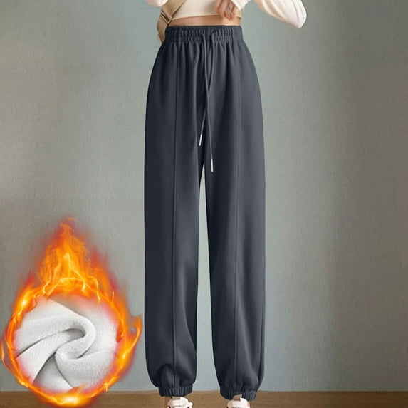 AOOCHASLIY Valentine's Day Women Pants Plush Women's Sports Solid Color Leggings Loose Casual Sanitary Pants Straight Tube Large Size Long Pants