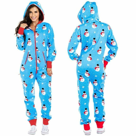 AOOCHASLIY Valentine's Day Women Pants Women Zipper Hooded Long Sleeve Ladies Christmas Printed Jumpsuit Pyjamas