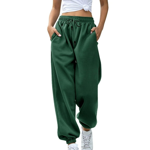 AOOCHASLIY Valentine's Day Women Pants Women's Fashion Casual Solid Elastic Waist Trousers Long Straight Pants