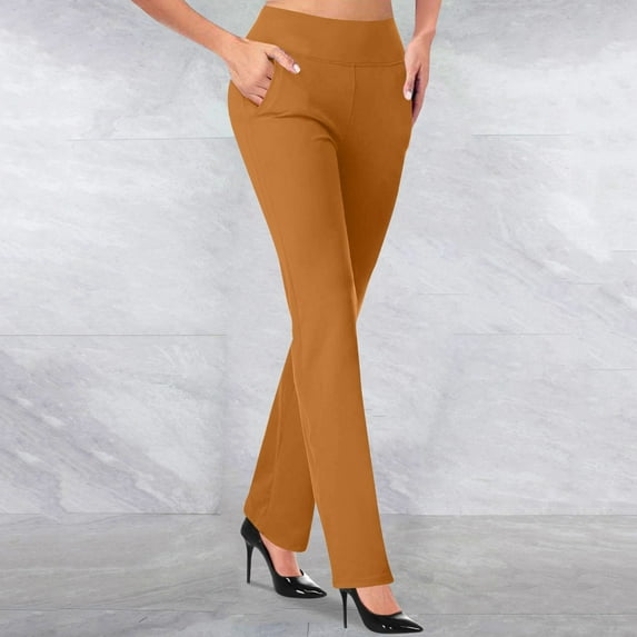 AOOCHASLIY Valentine's Day Women Pants Women's Fashion Casual Temperament Solid Color Knitted Micro Pull Slim Flare Trousers