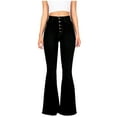 thumbnail image 1 of AOOCHASLIY Valentine's Day Women Pants Women's Slim Fitting High Waisted and Buttocks Up Denim Flared Pants, 1 of 4