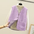 thumbnail image 1 of AOOCHASLIY Valentine's Day Women Vest Women Pocket Coat Short Jacket Winter Sleeveless Fleece Button Solid Outerwear, 1 of 5