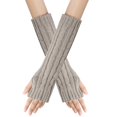 thumbnail image 1 of AOOCHASLIY Winter Gloves Women Winter Wrist Arm Warmer Solid Knitted Long Fingerless Warm Gloves, 1 of 4