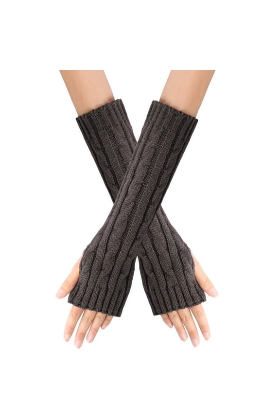 Winter Gloves Women Winter Wrist Arm Warmer Solid Knitted Long Fingerless Warm Gloves