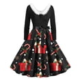 thumbnail image 1 of AOOCHASLIY Winter Womens Dresses Women Dress Long Sleeve Christmas Printed Furry Draw Back Swing Dress, 1 of 3