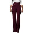 thumbnail image 1 of AOOCHASLIY Women 2023 Pants Women's Solid Casual Pants Button with Micro Flared Pants, 1 of 4