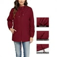 thumbnail image 1 of AOOCHASLIY Women 2023 Tops Clothes Women Solid Color Rain Jacket Outdoor Hooded Windproof Loose with Pocket Coat, 1 of 5