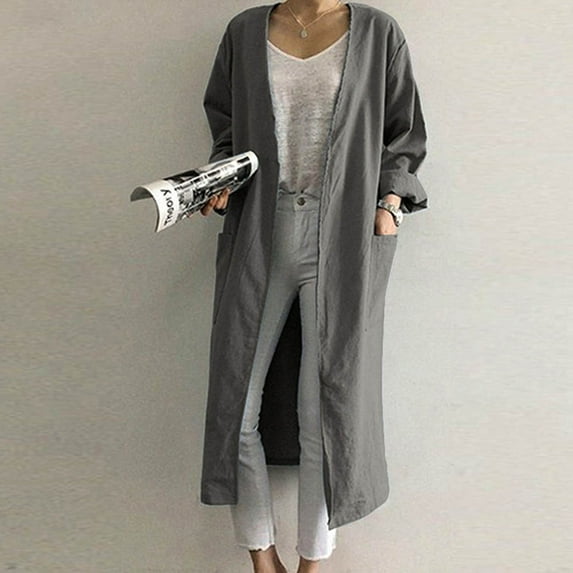 AOOCHASLIY Women 2023 Tops Clearance Womens V-neck Straight Long Sleeved Pocket Women's Windbreaker Cardigan