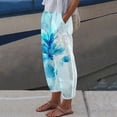 thumbnail image 1 of AOOCHASLIY Women 2024 Pants Women's Floral Print Loose Pocket Trousers Gradient Blue Tie-Dye Pants, 1 of 1