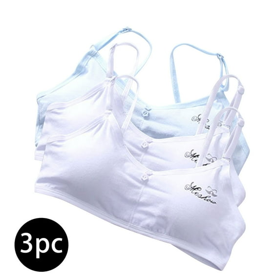 AOOCHASLIY Women Bras Plus Size 3pc Student Teenage Developmental Tank Top Alphabet Printed Underwear Anti-Shine Bandeau Daily Bra