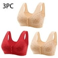 thumbnail image 1 of AOOCHASLIY Women Bras Plus Size Women's 3 Pack Seamless Bralette Wireless Cami Bra Non Padded Comfort Printed Front Button Without Steel Ring Everyday Sleeping Bra Sets, 1 of 5