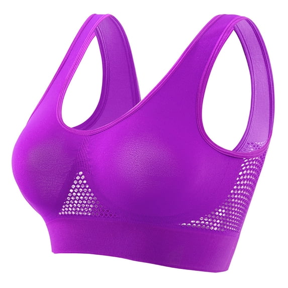 AOOCHASLIY Women Bras Plus Size Womens Breathable Mesh Sports Bra Racerback Padded Workout Tops Push Up Yoga Bras Medium Support (without bra pads)