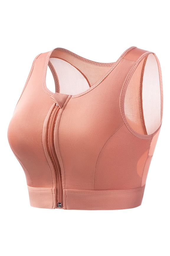 Women Bras Plus Size Zip Front Bra Women's Wireless Sports Bras Padded Strappy Medium Support Yoga Exercise Athletic Bras