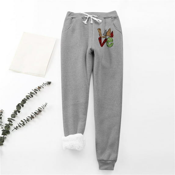 AOOCHASLIY Women Christmas Pants Women's Christmas Christmas Tree Print Leggings with Elastic Drawstring Pockets Thick Warm Pants