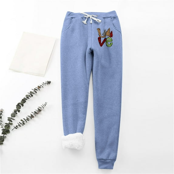 AOOCHASLIY Women Christmas Pants Women's Christmas Christmas Tree Print Leggings with Elastic Drawstring Pockets Thick Warm Pants