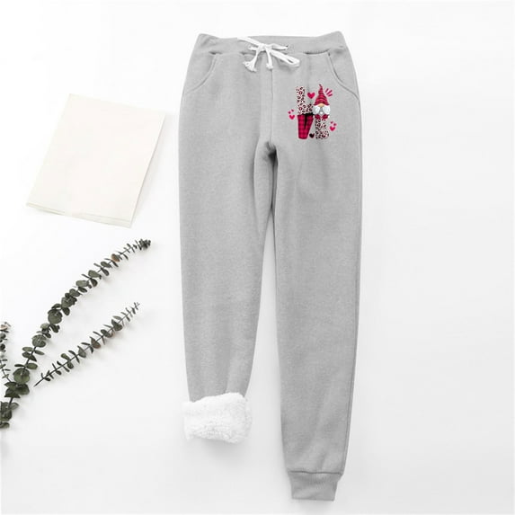 AOOCHASLIY Women Christmas Pants Women's Christmas Santa Claus Print Leggings with Elastic Drawstring Pockets Thick Warm Pants