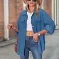 thumbnail image 1 of AOOCHASLIY Women Coat Clearance Women Casual Long Sleeve Hoodless Lapel Loose Lantern Sleeve Corduroy Shirt Coat Jacket, 1 of 3