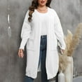 thumbnail image 1 of AOOCHASLIY Women Coat Clothes Women Fashion Solid Color Plus Size Loose MIDI Style Double Pockets Sweater Tops, 1 of 4