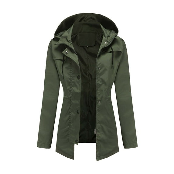 AOOCHASLIY Women Coat Clothes Women Lightweight Hooded Rain Jacket Solid Wind Jacket Outdoor Windcoat Windproof Tops
