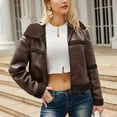 thumbnail image 1 of AOOCHASLIY Women Coat Clothes Women Suede Long Sleeve Solid Tops Women's Fashionable Warm Plush Leather Jacket Casual Windproof Blouse, 1 of 4