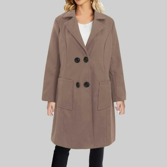 AOOCHASLIY Women Coat Fashion Women Casual Pockets Button Long Sleeve Tops Long Coat
