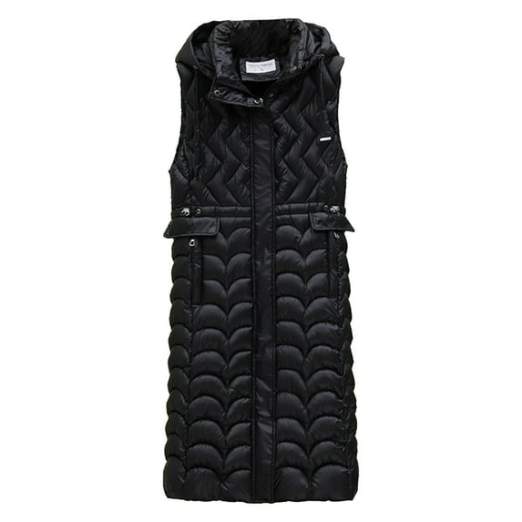 AOOCHASLIY Women Coat Fashion Women Pocket Coat Long Jacket Winter Sleeveless Down Cotton Waistcoat