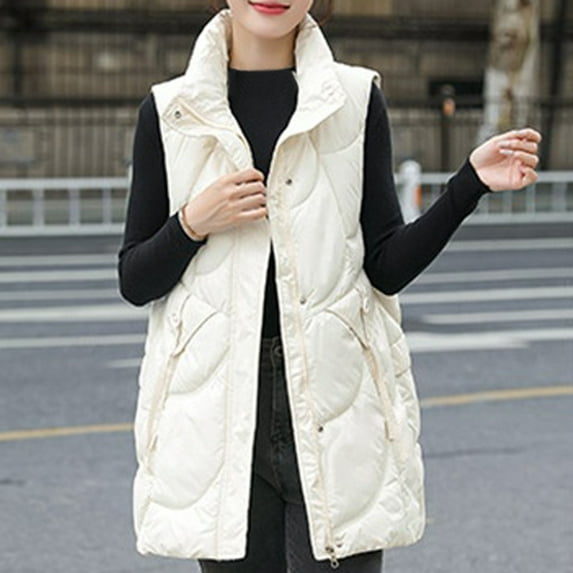 AOOCHASLIY Women Coat Fashion Women's Winter Warm Sleeveless Collar Cotton Coat Jacket