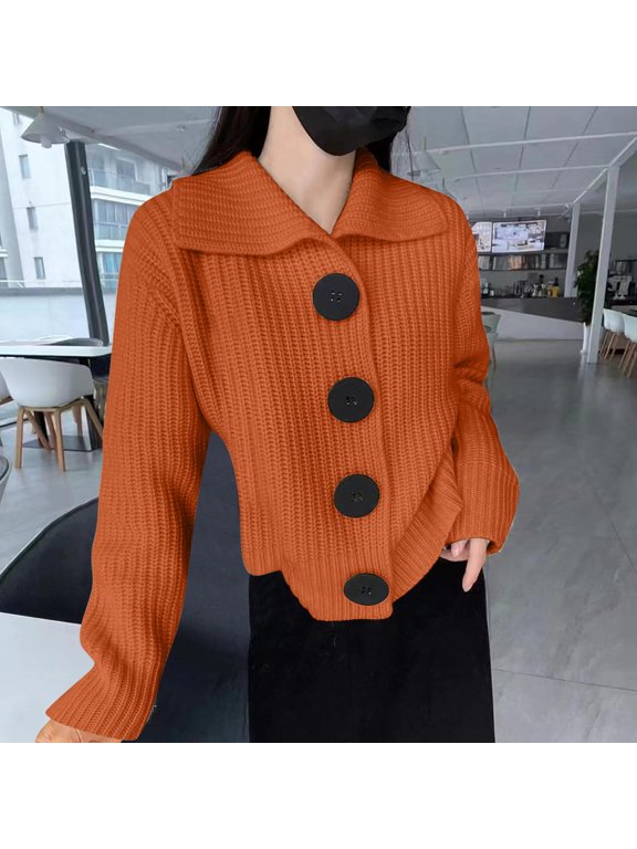 Women Coat Women's Lazy Style High Collar French Retro Gentle Style Knitted Cardigan Jacket