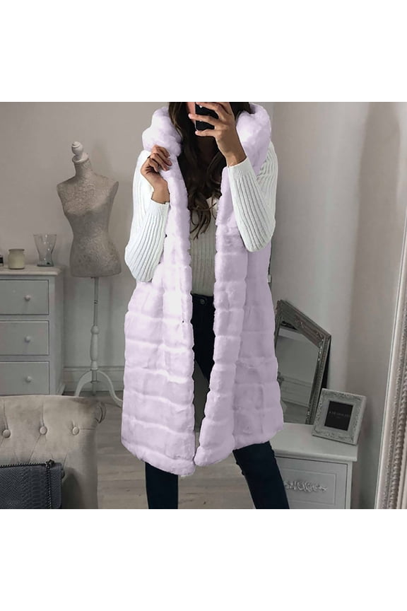 Women Coat Womens Faux Gilet Long Sleeve Waistcoat Body Warmer Jacket Coat Outwear