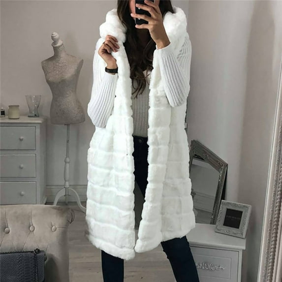 AOOCHASLIY Women Coat Womens Faux Gilet Long Sleeve Waistcoat Body Warmer Jacket Coat Outwear
