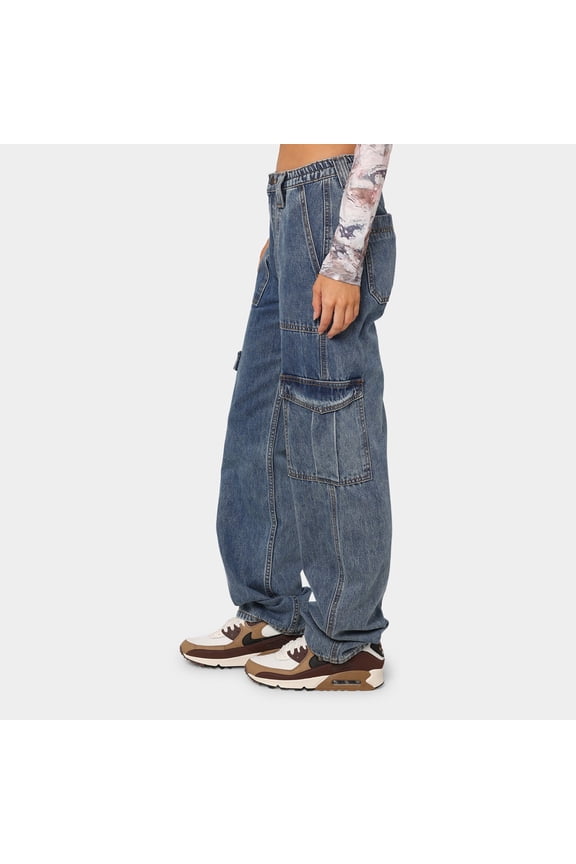 Women Fall Pants Women's Denim with Semi Elastic Design Women's Trend Personalized and Versatile Workwear Pants