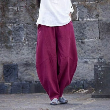AOOCHASLIY Women Fall Pants Women's Casual Loose Pocket Pants Fashion Playsuit Trousers Overalls Cotton and Linen Pants