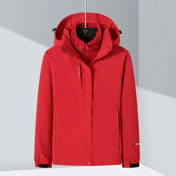 AOOCHASLIY Women Fall Tops Clearance Women Winter Three In One Removable Sports Mountaineering Suit Outdoor Sprinting Suit Windproof Hooded Coat