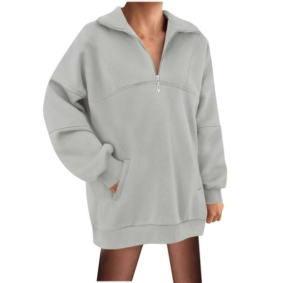 AOOCHASLIY Women Fall Tops Fall Fashion Women Casual Comfortable Zipper Pocket Long Sleeve Stand-up Collar Blouse