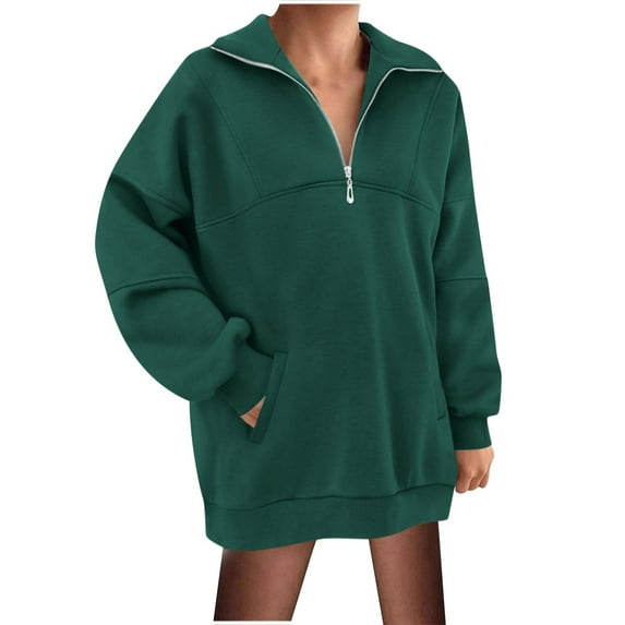 AOOCHASLIY Women Fall Tops Fall Fashion Women Casual Comfortable Zipper Pocket Long Sleeve Stand-up Collar Blouse