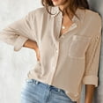 thumbnail image 1 of AOOCHASLIY Women Fall Tops Women Casual Fashion Sleeve Turndown Collar Button Print Blouses T-shirt, 1 of 5