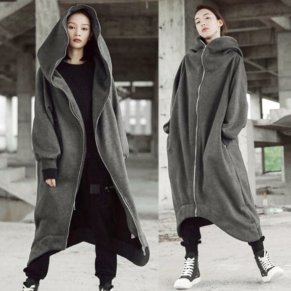 AOOCHASLIY Women Fall Tops Women Sweatshirt Long Sleeve Blouse Hooded Zipper Pullover Tops Shirt