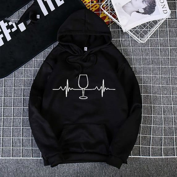 AOOCHASLIY Women Fall Tops Women's Fashion Casual Long Sleeve Print Hooded Pocket Sweatshirt Tops Blouse