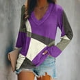 thumbnail image 1 of AOOCHASLIY Women Fall Tops Women's Fashion Loose Long Sleeve Blouse V-Neck Casual Pullover Tops Blouses, 1 of 1
