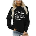 thumbnail image 1 of AOOCHASLIY Women Fall Tops Women's Fashion Loose Printing Long Sleeve Blouse Round Neck Casual Pullover Tops Blouses, 1 of 1