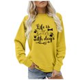 thumbnail image 1 of AOOCHASLIY Women Fall Tops Women's Fashion Loose Printing Long Sleeve Blouse Round Neck Casual Pullover Tops Blouses, 1 of 1