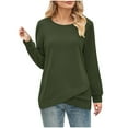 thumbnail image 1 of AOOCHASLIY Women Fall Tops Women's Printed Solid Round Neck Long Sleeved Tops, 1 of 4