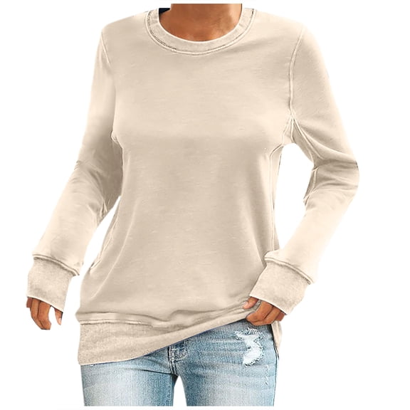 AOOCHASLIY Women Fall Tops Women's Solid Color Fashion Leisure Comfortable All-match Long Sleeves Blouse