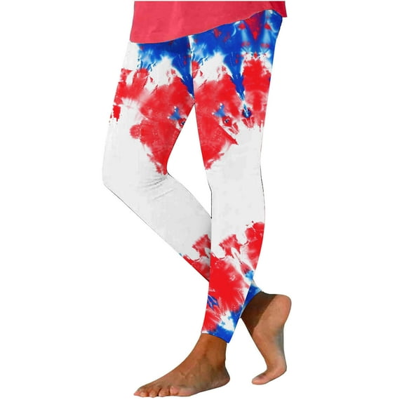 AOOCHASLIY Women Independence Day Pants Running Exercise Pants Women's Fashion Print Leggings With Yoga Sport Elastic Pants