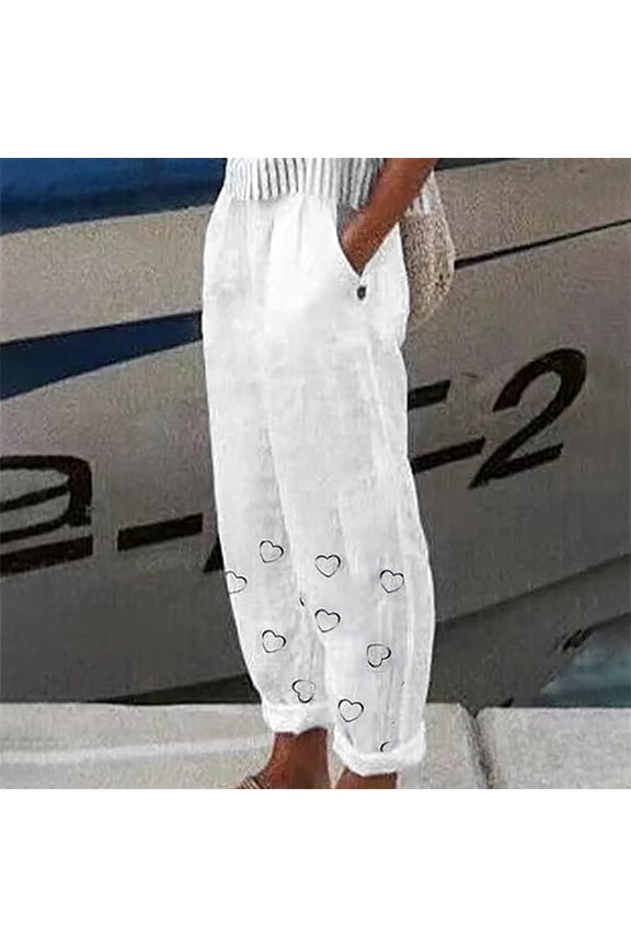 Women Pants Women's Floral Print Loose Pocket Trousers Gradient Blue Tie-Dye Pants