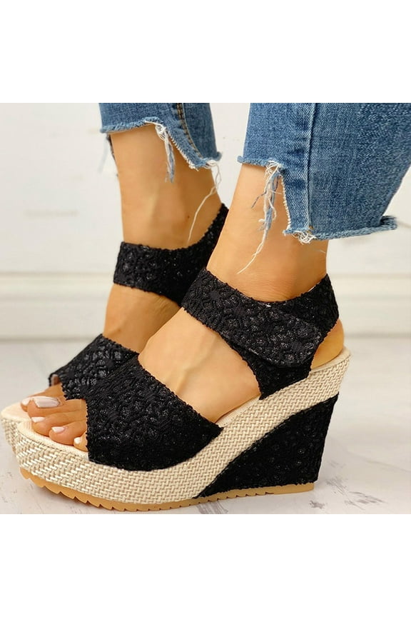 Women Sandal Clothes Wedge Platform Slingback Open Toe Summer Comfy High Heel Beach Sandals