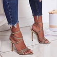 thumbnail image 1 of AOOCHASLIY Women Sandal Clothes Summer Cross Soft-up Shoes Golden Shiny Sexy Stilettos Fashion Women's High Heels Sandals, 1 of 9